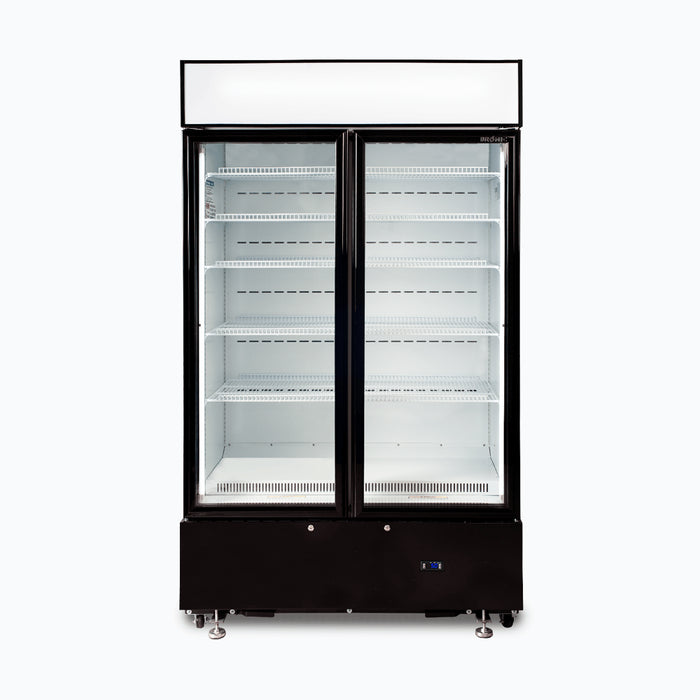 Bromic GM1000LBCAS / GM1000LWCAS - Upright Display Fridge 960L, 2 Doors, Flat Glass, Cassette, 1200mm