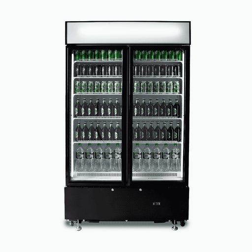Bromic GM1000LBCAS / GM1000LWCAS - Upright Display Fridge 960L, 2 Doors, Flat Glass, Cassette, 1200mm