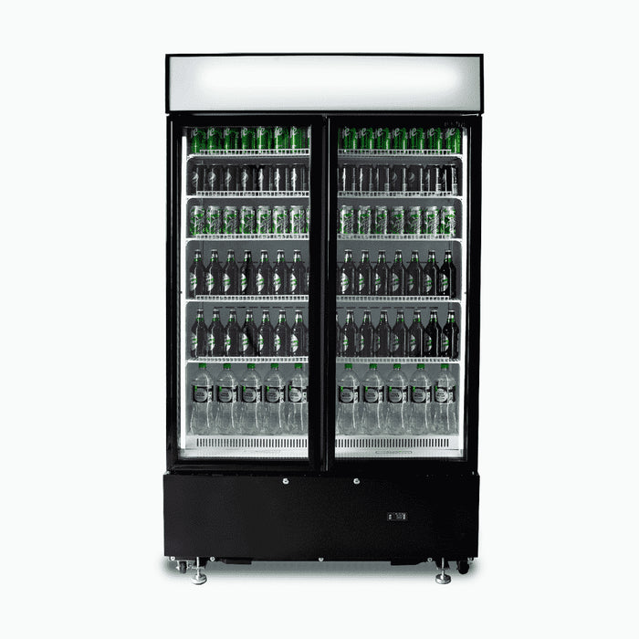 Bromic GM1000LBCAS / GM1000LWCAS - Upright Display Fridge 960L, 2 Doors, Flat Glass, Cassette, 1200mm