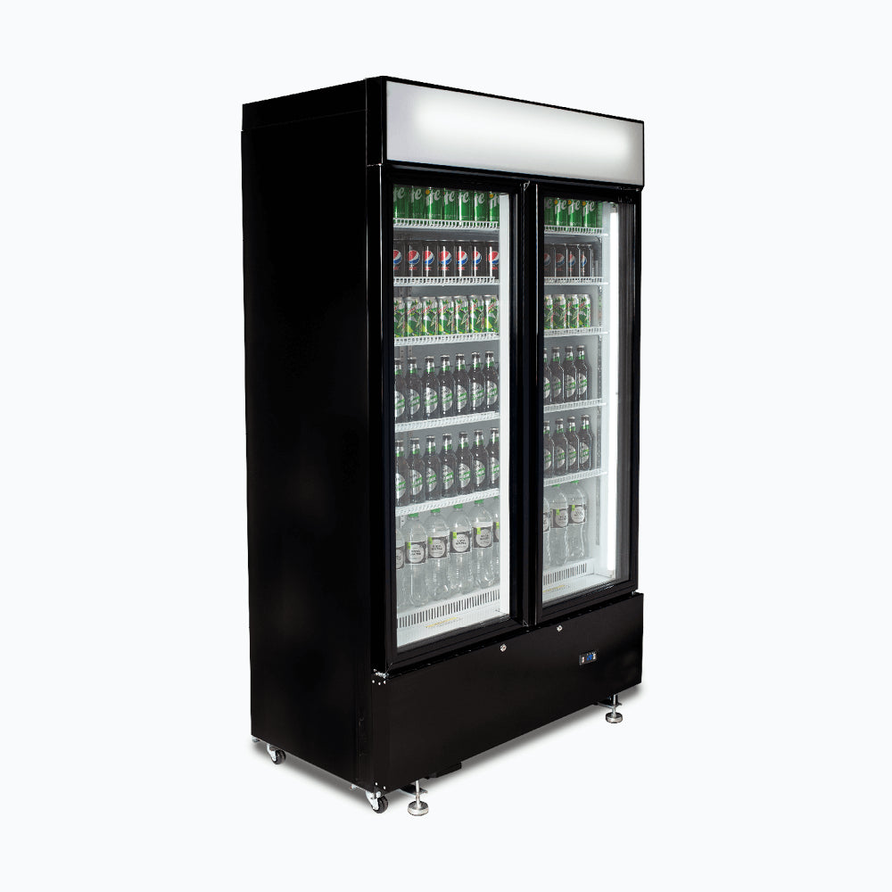 Bromic GM1000LBCAS / GM1000LWCAS - Upright Display Fridge 960L, 2 Doors, Flat Glass, Cassette, 1200mm
