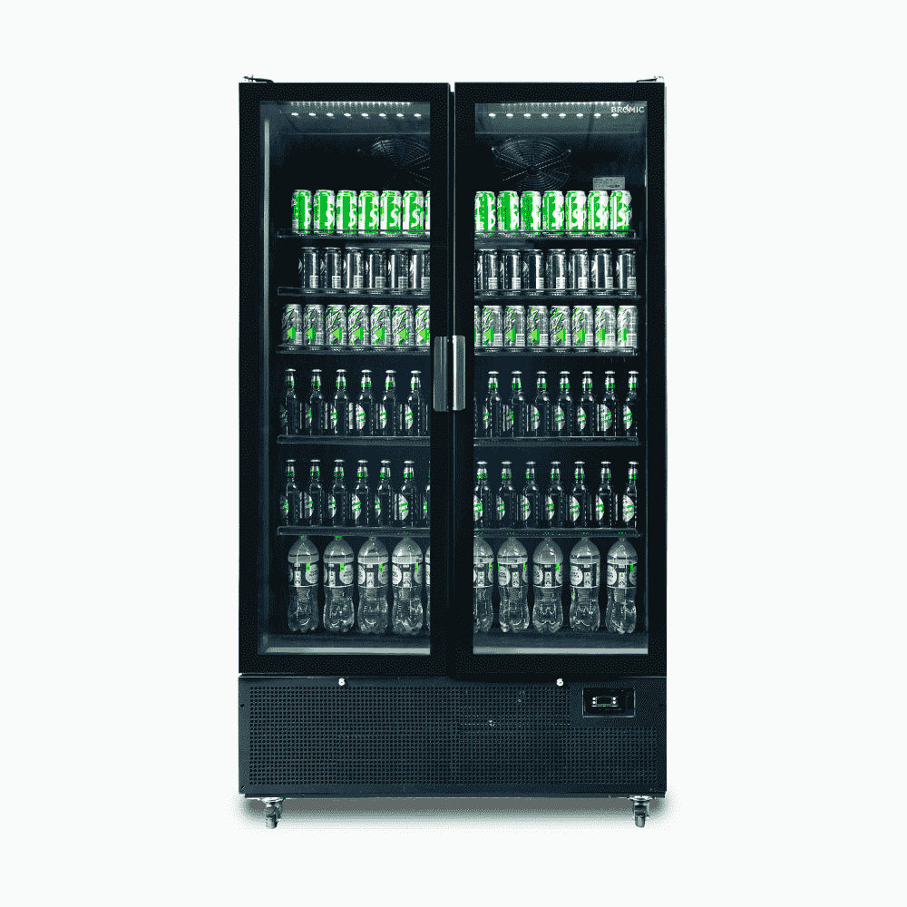 Bromic GM1100B-NR / GM1100S-NR - Upright Display Fridge 1126L, 2 Door, Flat Glass, 1200mm