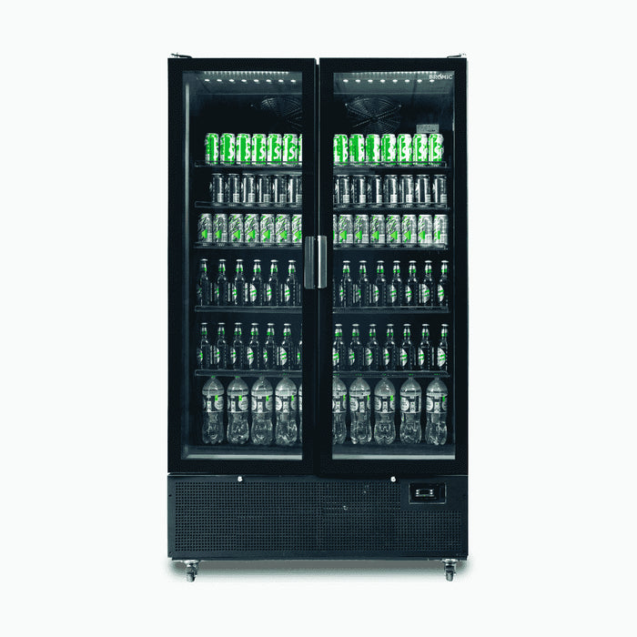 Bromic GM1100B-NR / GM1100S-NR - Upright Display Fridge 1126L, 2 Door, Flat Glass, 1200mm