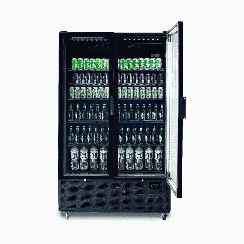 Bromic GM1100B-NR / GM1100S-NR - Upright Display Fridge 1126L, 2 Door, Flat Glass, 1200mm
