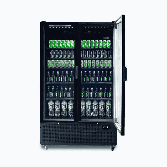 Bromic GM1100B-NR / GM1100S-NR - Upright Display Fridge 1126L, 2 Door, Flat Glass, 1200mm