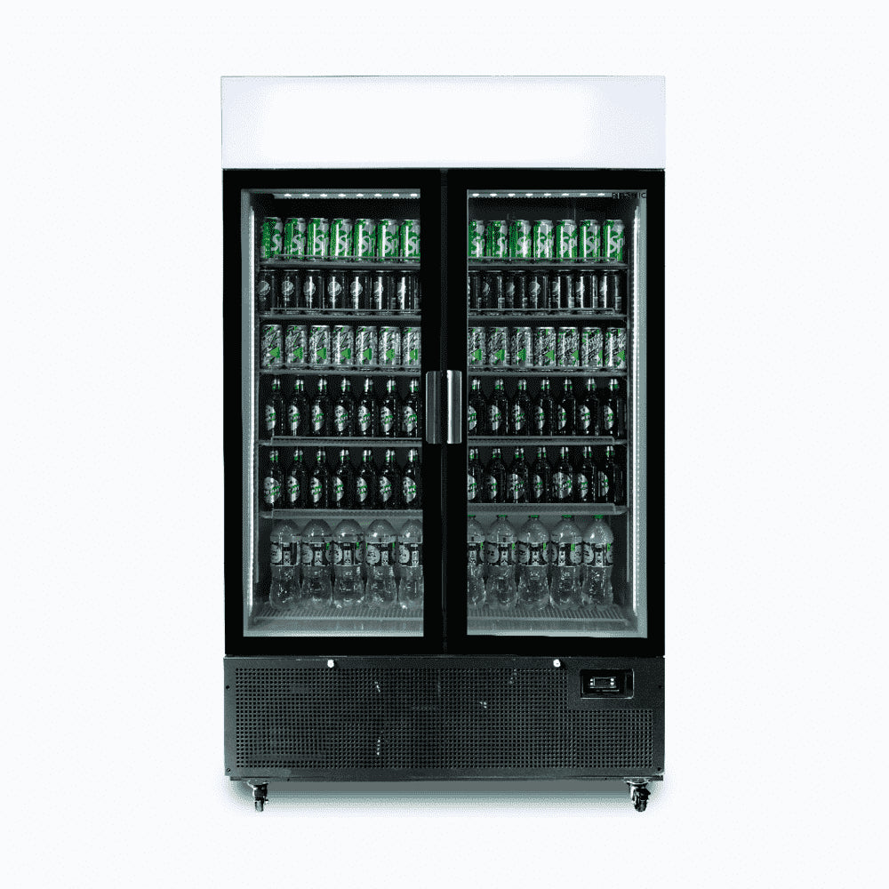 Bromic GM1100LB-NR / GM1100LS-NR - Upright Display Fridge 1082L, 2 Door, Flat Glass, Lightbox, 1200mm