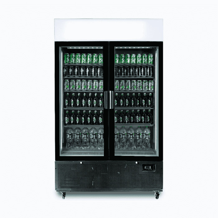 Bromic GM1100LB-NR / GM1100LS-NR - Upright Display Fridge 1082L, 2 Door, Flat Glass, Lightbox, 1200mm