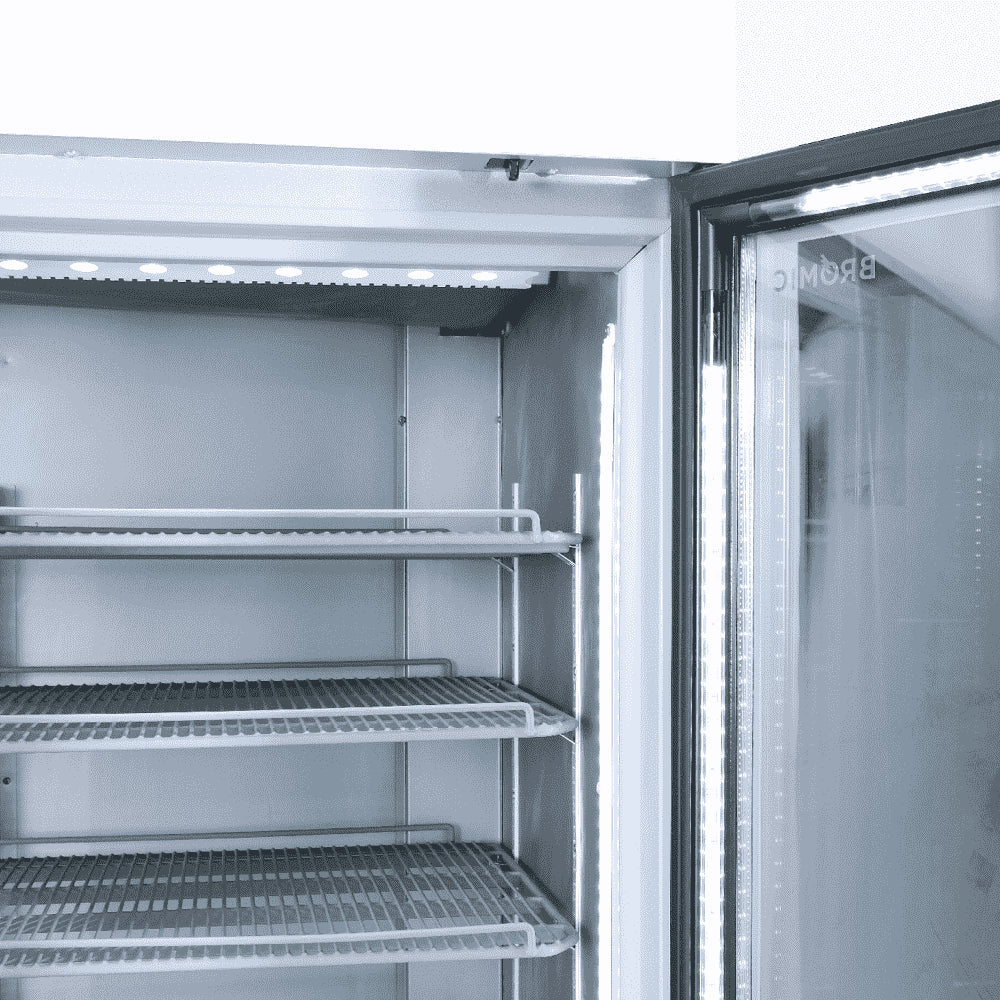 Bromic GM1100LB-NR / GM1100LS-NR - Upright Display Fridge 1082L, 2 Door, Flat Glass, Lightbox, 1200mm