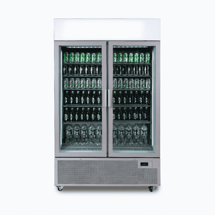 Bromic GM1100LB-NR / GM1100LS-NR - Upright Display Fridge 1082L, 2 Door, Flat Glass, Lightbox, 1200mm