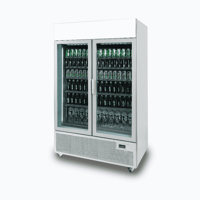 Bromic GM1100LB-NR / GM1100LS-NR - Upright Display Fridge 1082L, 2 Door, Flat Glass, Lightbox, 1200mm