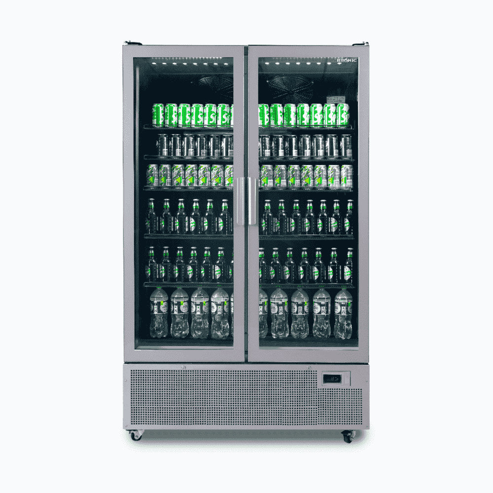 Bromic GM1100B-NR / GM1100S-NR - Upright Display Fridge 1126L, 2 Door, Flat Glass, 1200mm