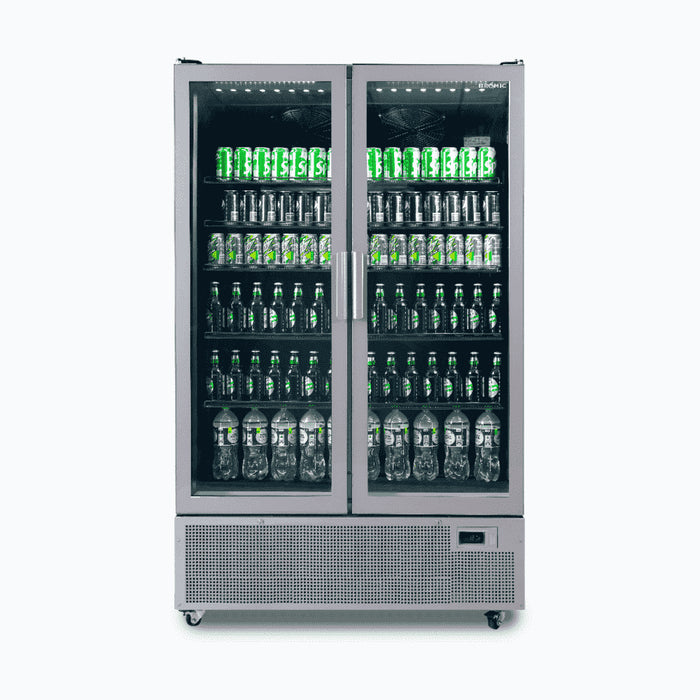 Bromic GM1100B-NR / GM1100S-NR - Upright Display Fridge 1126L, 2 Door, Flat Glass, 1200mm