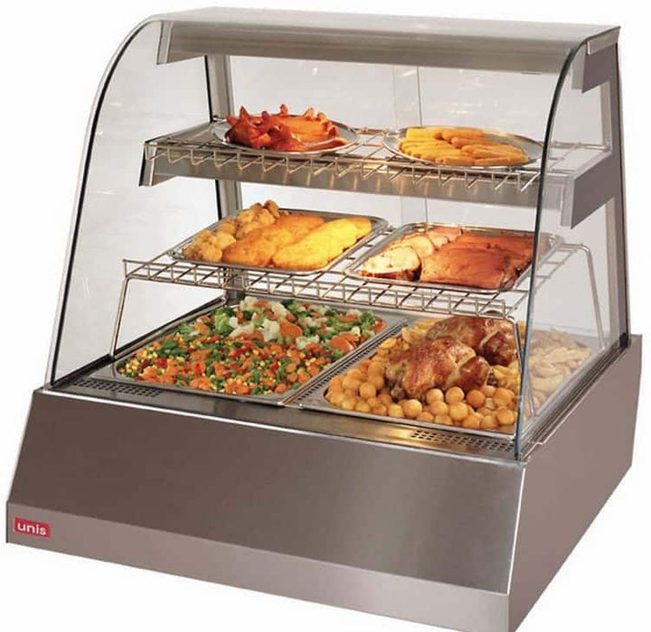 Unis UNE-KEN2THHIGH - Kentucky Heated Food Display, Curved Glass, 2 Tray, 746mm