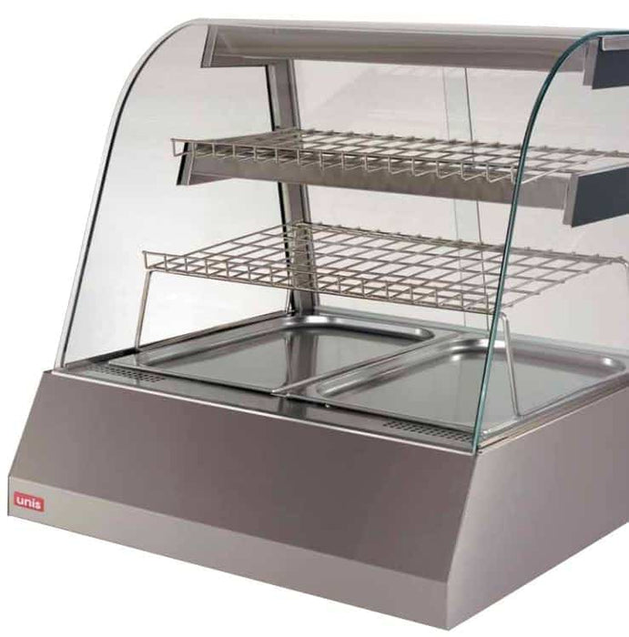 Unis UNE-KEN2THHIGH - Kentucky Heated Food Display, Curved Glass, 2 Tray, 746mm