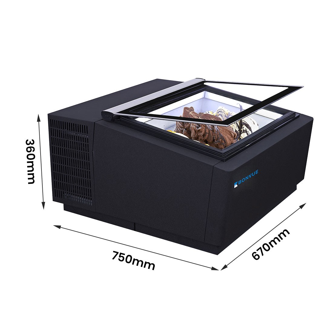 Bonvue FED CGD-03B - Countertop Gelato Display Freezer 3 x 5L Pans - image 2