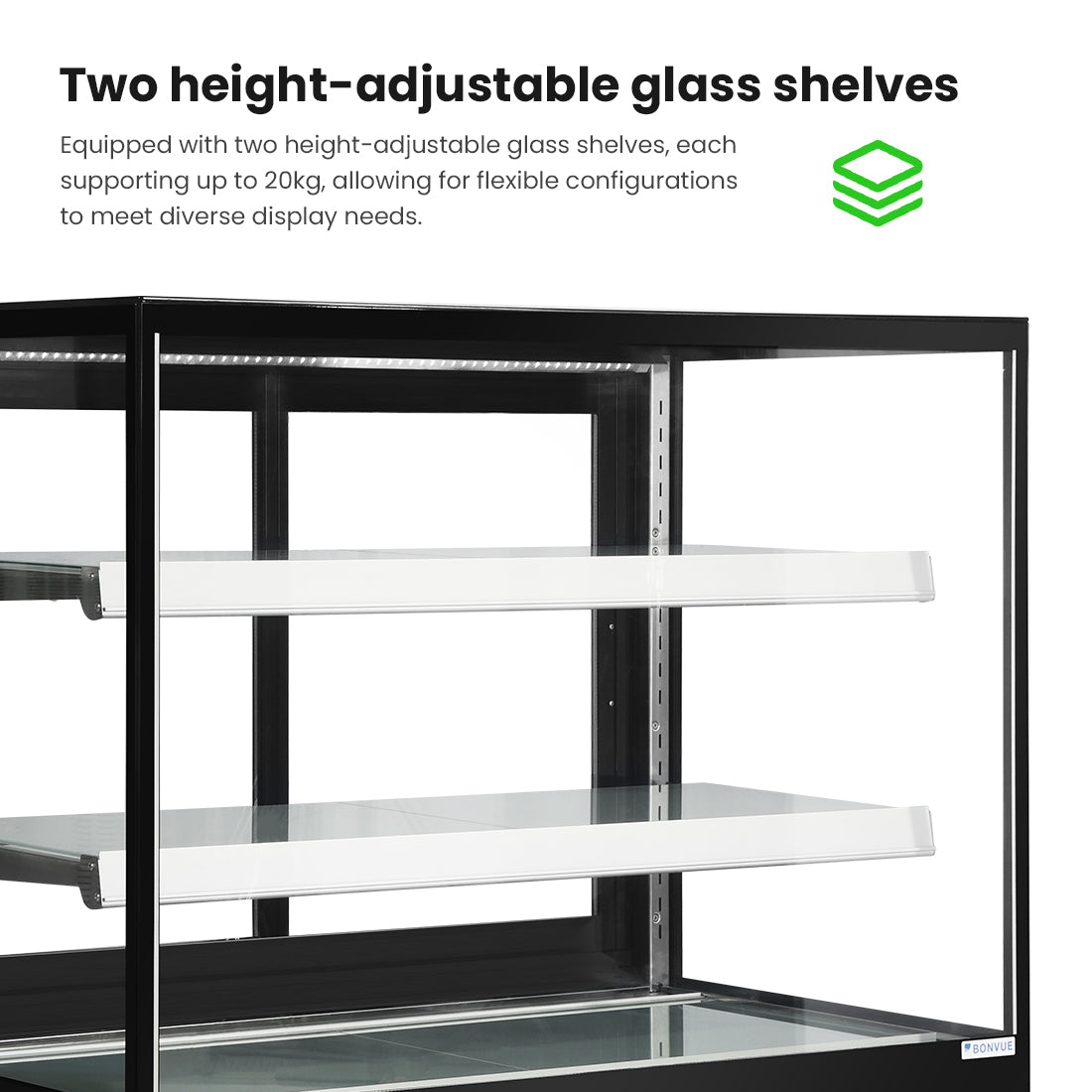 Bonvue FED CL1200-2S - 1200mm Elite Square Cake Display 2 Shelves - image 4