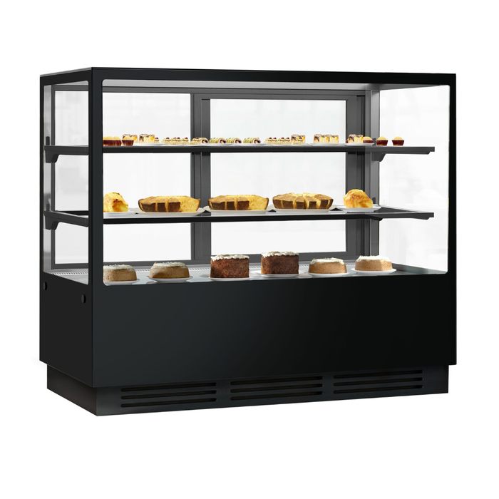 Bonvue FED CVS150-2B - 1500mm Noir Tot Square Cake Display 2 Shelves - image 3