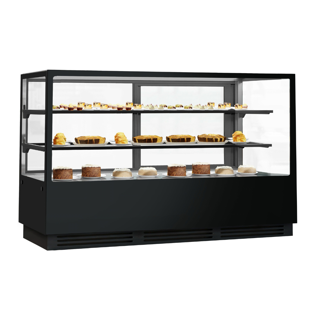 Bonvue FED CVS180-2B - 1800mm Noir Tot Square Cake Display 2 Shelves - image 2