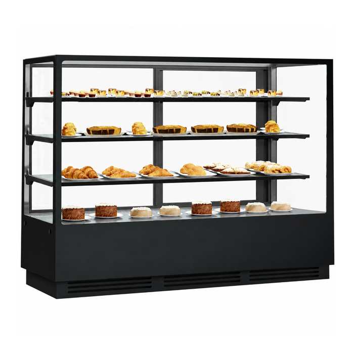 Bonvue FED CVS180-3B - 1800mm Noir Prime Square Cake Display 3 Shelves - image 2