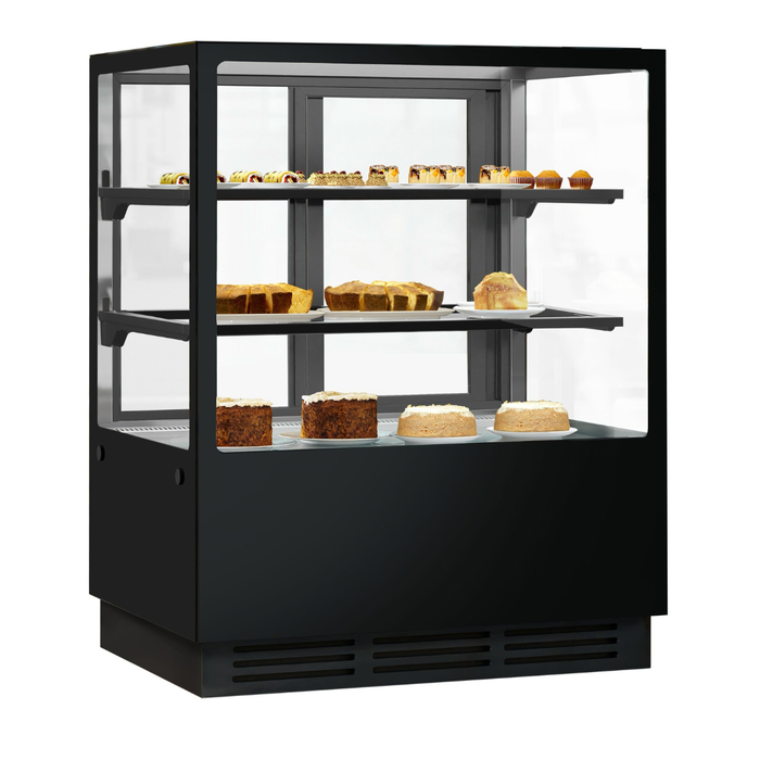Bonvue FED CVS90-2B - 900mm Noir Tot Square Cake Display 2 Shelves - image 2
