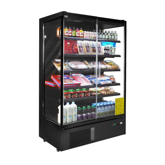 FED Thermaster DC-125B - Double Glass Door Panorama Multideck Display Fridge Black 1292L - image 5