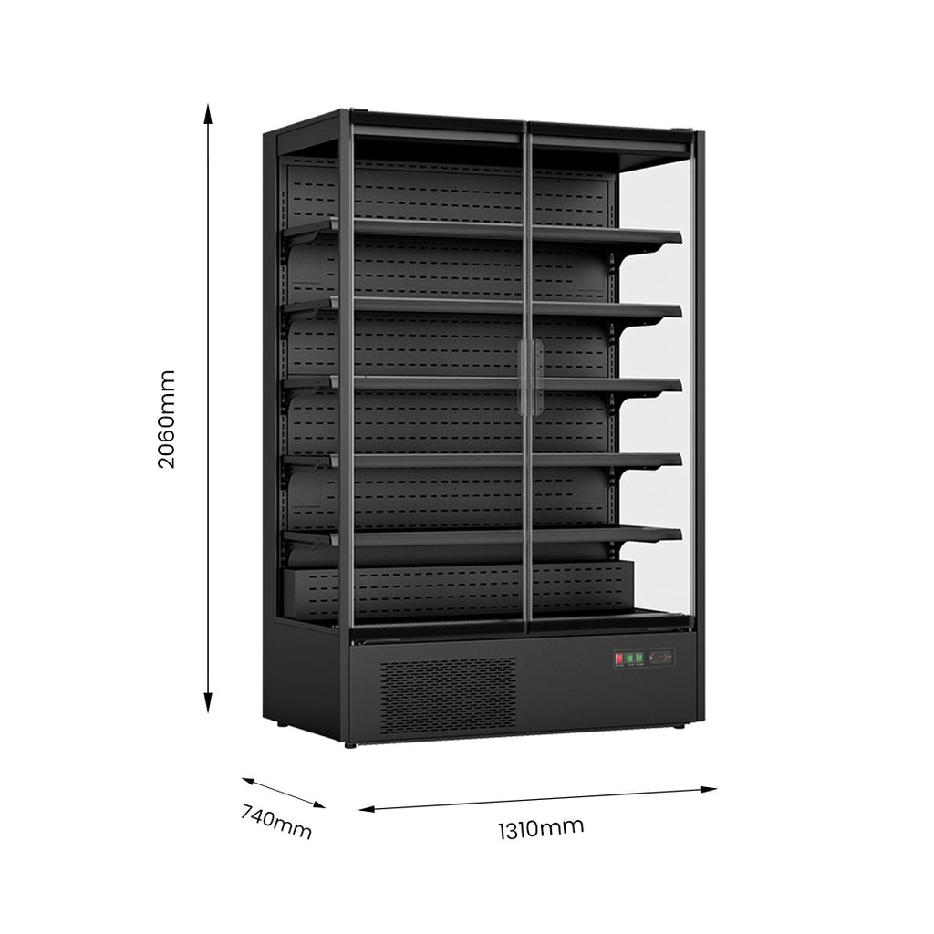 FED Thermaster DC-125B - Double Glass Door Panorama Multideck Display Fridge Black 1292L - image 2