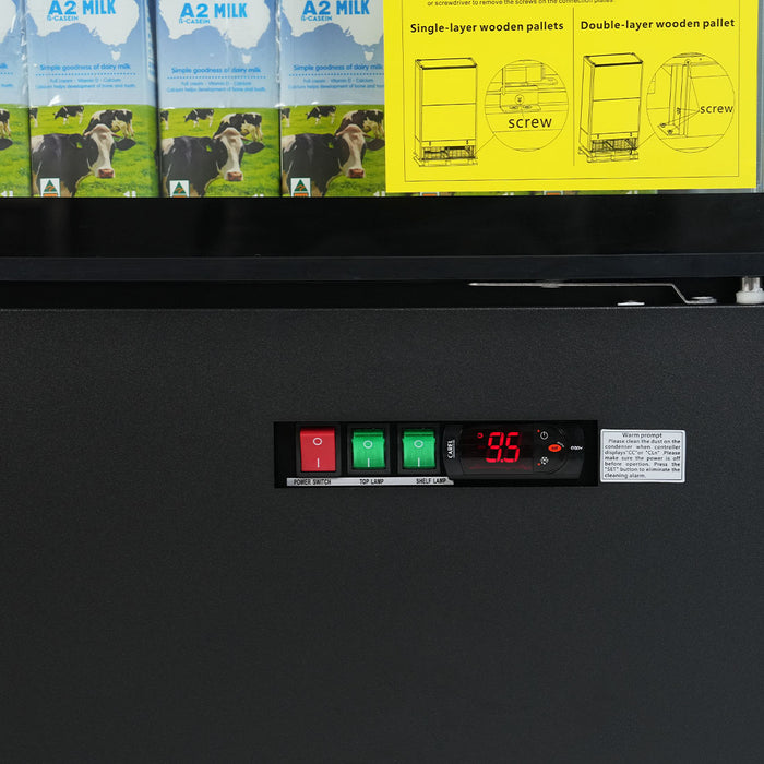 FED Thermaster DC-125B - Double Glass Door Panorama Multideck Display Fridge Black 1292L - image 8