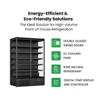FED Thermaster DC-125B - Double Glass Door Panorama Multideck Display Fridge Black 1292L - image 6