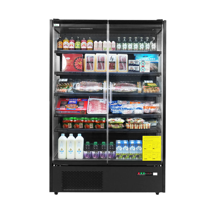 FED Thermaster DC-125B - Double Glass Door Panorama Multideck Display Fridge Black 1292L - image 4