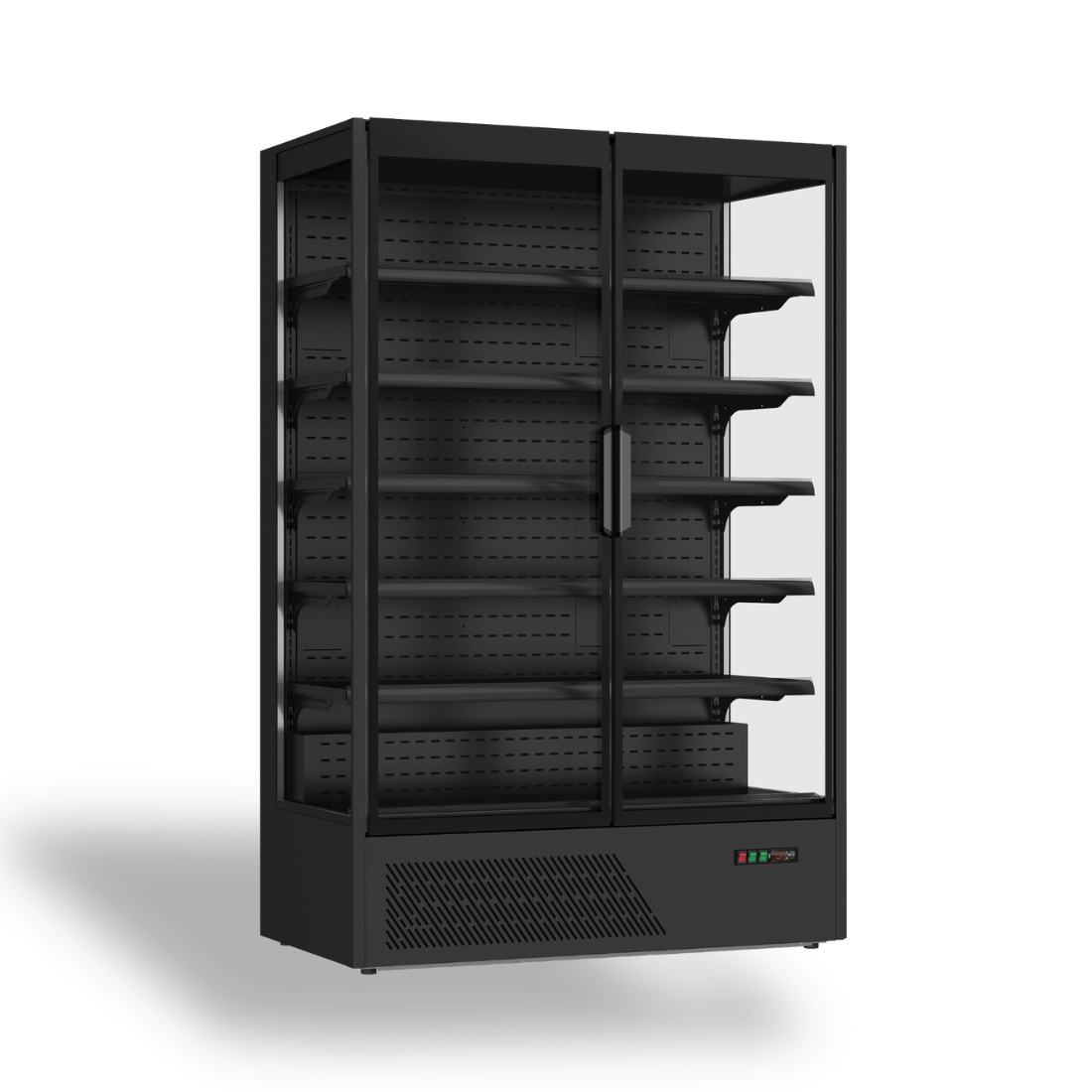FED Thermaster DC-125BS - Double Door Sleek Frameless Glass Multideck Display Fridge 1292L