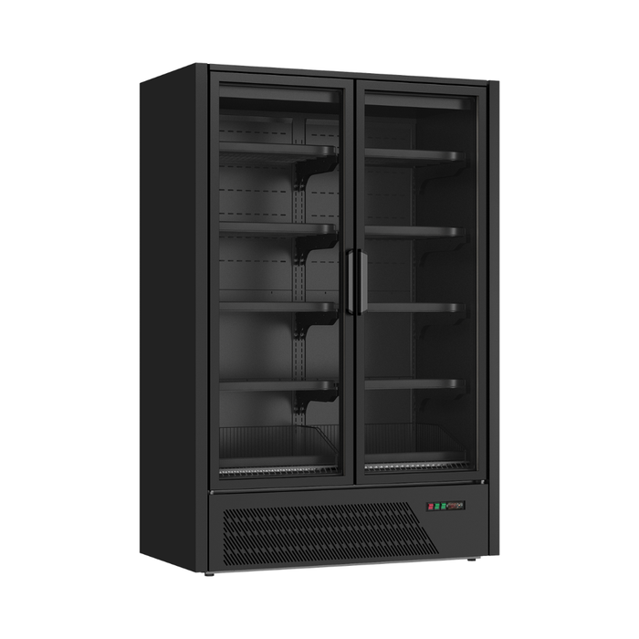 FED Thermaster DC-125BT - Double Glass Door Multideck Display Freezer Black 1062L