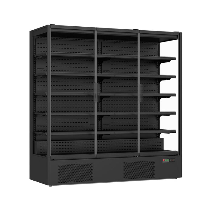 FED Thermaster DC-187B - Triple Glass Door Panorama Multideck Display Fridge Black 1939L