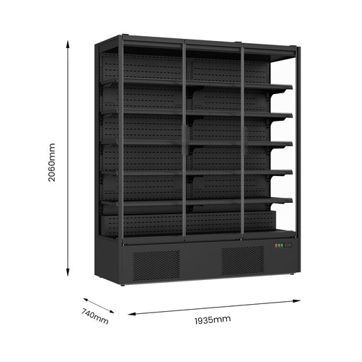 FED Thermaster DC-187B - Triple Glass Door Panorama Multideck Display Fridge Black 1939L - image 2