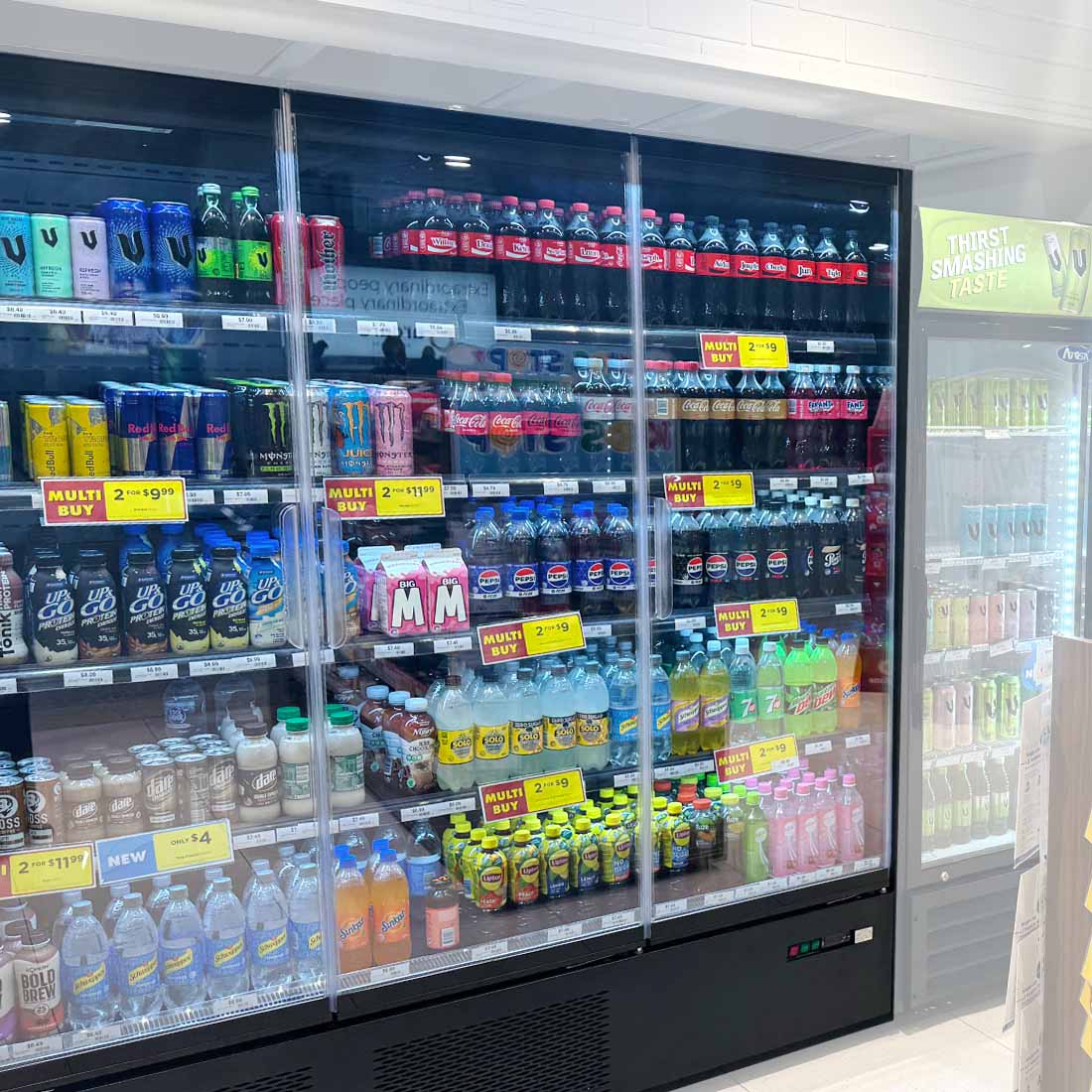 FED Thermaster DC-187B - Triple Glass Door Panorama Multideck Display Fridge Black 1939L - image 6