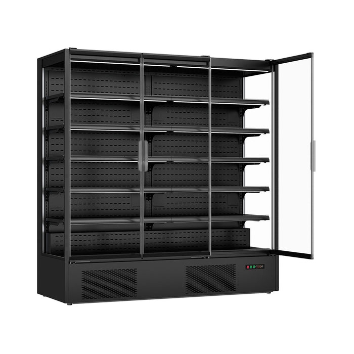 FED Thermaster DC-187B - Triple Glass Door Panorama Multideck Display Fridge Black 1939L - image 8