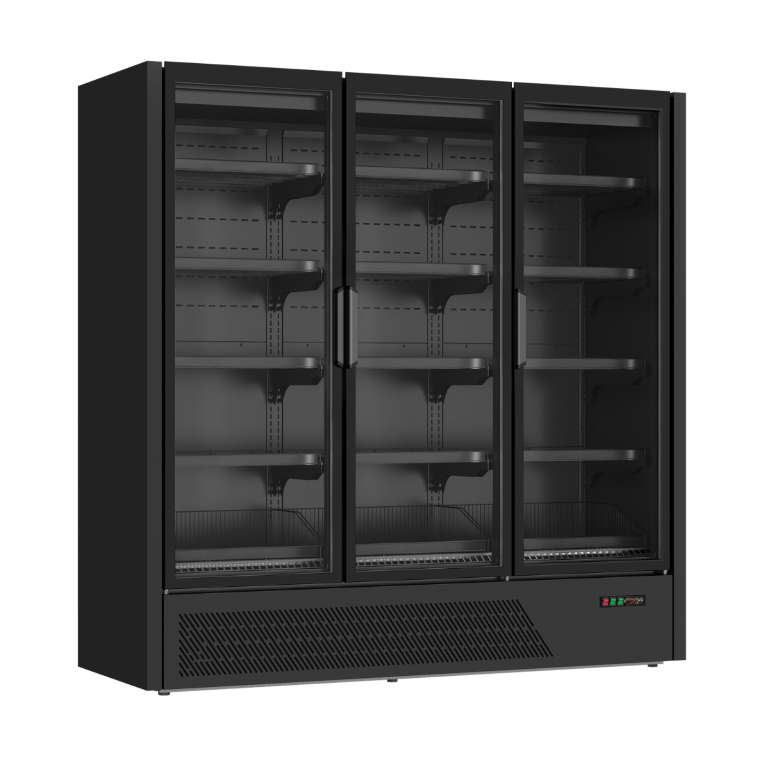 FED Thermaster DC-187BTFG - Triple Frameless Glass Door Multideck Display Freezer Black 1593L