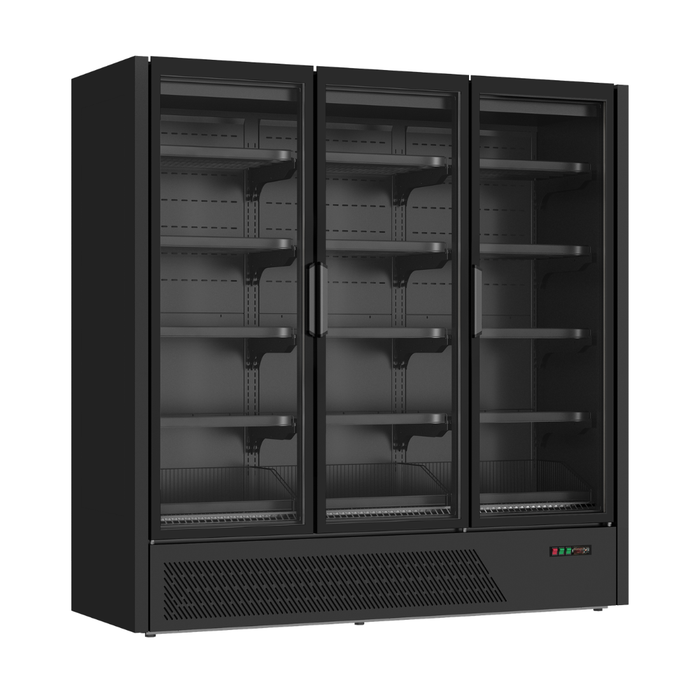 FED Thermaster DC-187BTFG - Triple Frameless Glass Door Multideck Display Freezer Black 1593L
