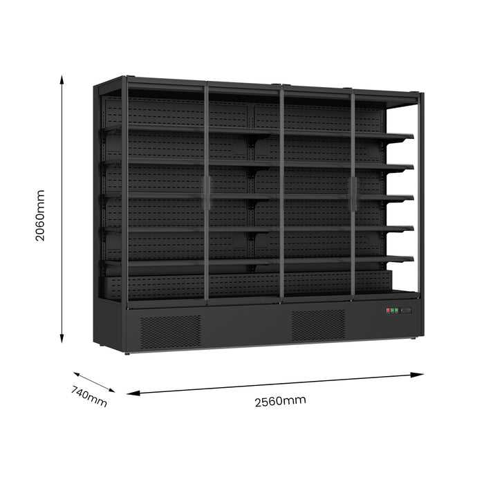 FED Thermaster DC-250B - Four Glass Door Panorama Multideck Display Fridge Black 2585L - image 2