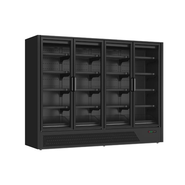 FED Thermaster DC-250BT - Four Glass Door Multideck Display Freezer Black 2124L