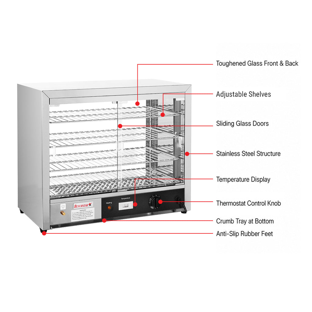 Benchstar DH-805E - Pie Warmer and Hot Food Display, 4 Shelves, 865mm - image 3
