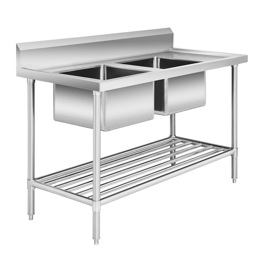 Modular Systems DSB7-1500L/A - Premium Stainless Steel Double Sink Bench, Left Bowls, 1500 x 700mm