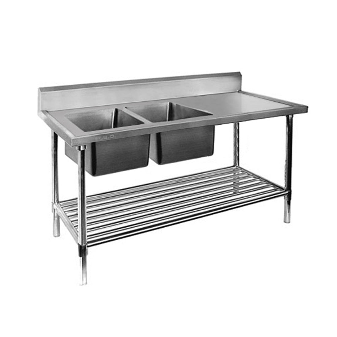 Modular Systems DSB7-2100L/A - Premium Stainless Steel Double Sink Bench, Left Bowls, 2100 x 700mm