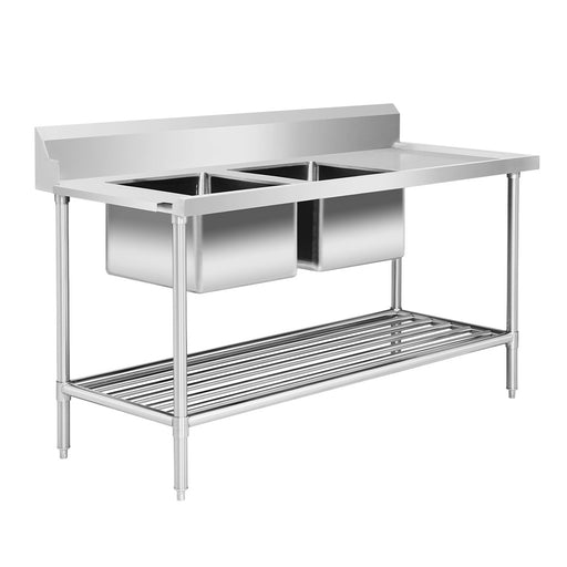 Modular Systems DSBD7-1800L/A - Premium Stainless Steel Dishwasher Inlet Bench with Double Sink, Left Hand 1800 x 700mm
