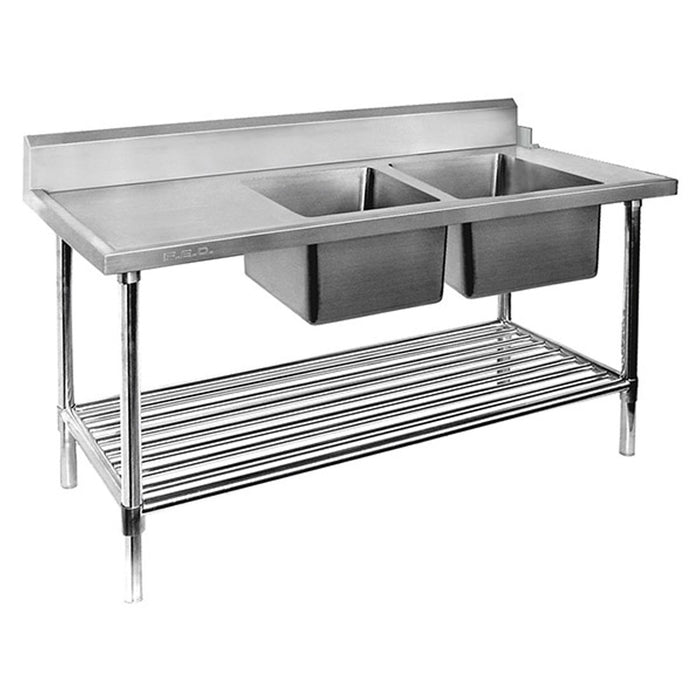 Modular Systems DSBD7-1800R/A - Premium Stainless Steel Dishwasher Inlet Bench with Double Sink, Right Hand 1800 x 700mm