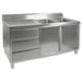 Modular Systems DSC-1800R-H - Stainless Steel Double Sink Cabinet with Doors & Drawers, Right Sinks 1800 x 700mm