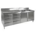 Modular Systems DSC-2100R-H - Stainless Steel Double Sink Cabinet with Doors & Drawers, Right Sinks 2100 x 700mm