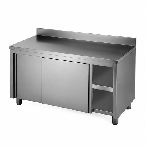 Modular Systems DTHT-1200B-H - Stainless Steel Workbench Cabinet with Sliding Doors & Splashback 1200 x 700mm