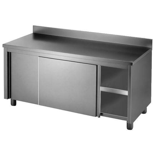 Modular Systems DTHT-1500B-H - Stainless Steel Workbench Cabinet with Sliding Doors & Splashback 1500 x 700mm
