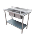 Modular Systems 2400-7-DSBC - Economic Stainless Steel Double Sink Bench, Centre Bowls, 2400 x 700mm