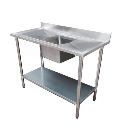 Modular Systems 1200-7-SSBC - Economic Stainless Steel Single Sink Bench, Centre Bowl, 1200 x 700mm