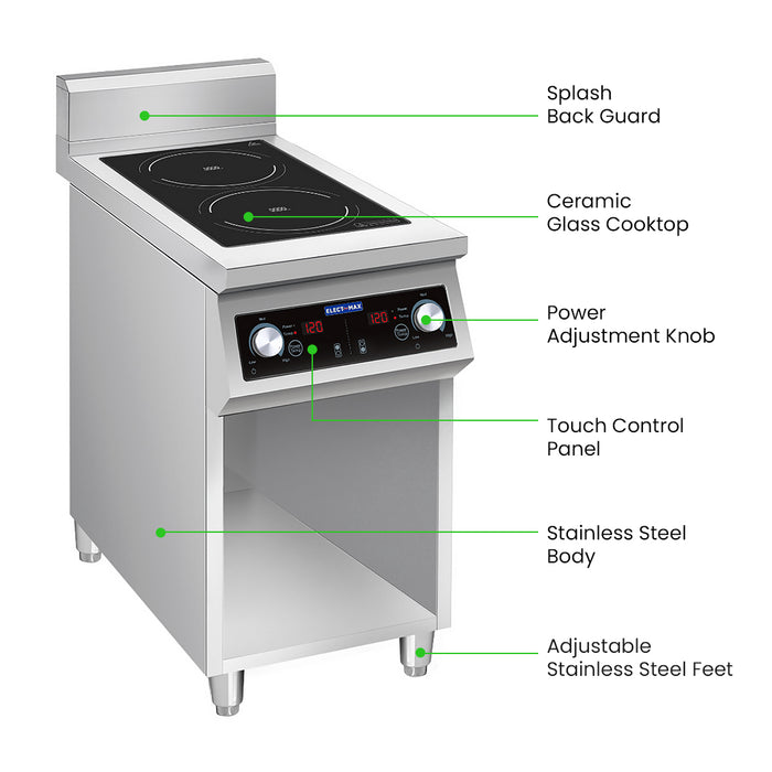 Electmax EIC7-400P - 700 Series 2 Burner Induction Cooktop with Splashback on Stand - image 3